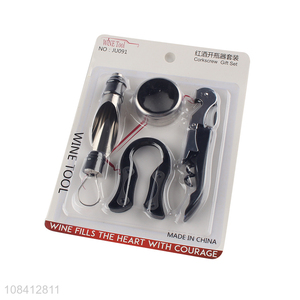 Online wholesale stainless steel metal corkscrew gift set wine tools set
