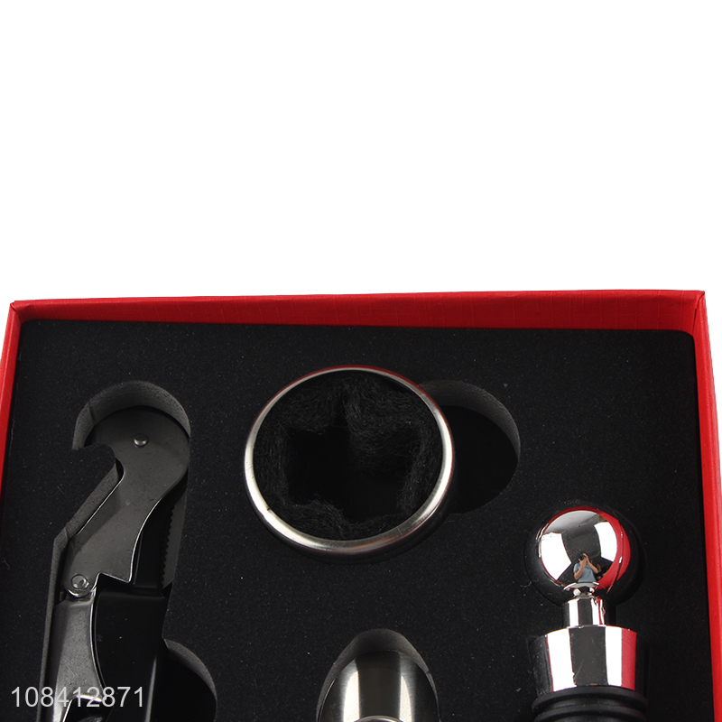 Hot sale 4pcs/set upgraded red wine opener tool kit corkscrew gift set