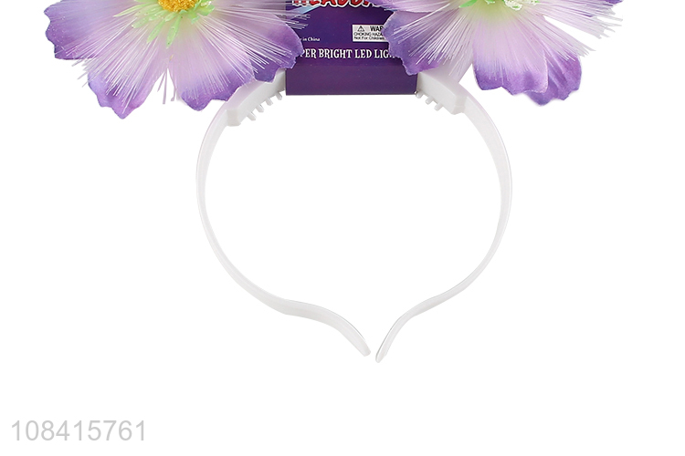 Popular design led fiber-optic light up flower headband party supplies