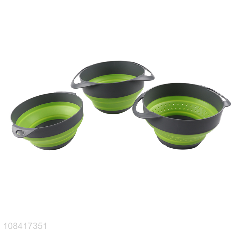 High quality 3pcs/set bpa free plastic collapsible kitchen drain baskets