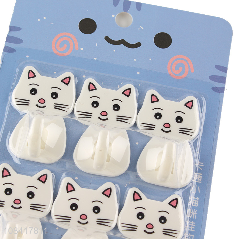 Best price cartoon cat hooks plastic wall sticky hooks