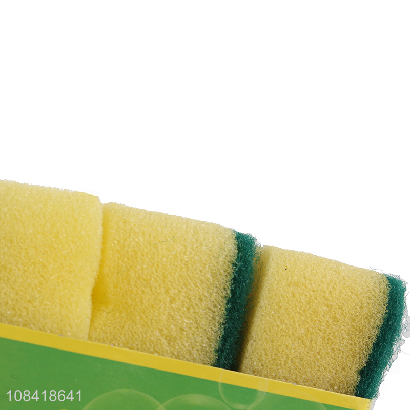 Wholesale 3 pieces durable kitchen cleaning sponge dishwashing sponge