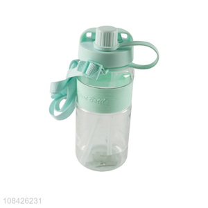 New products 700ml plastic water bottle with straw & shoulder strap