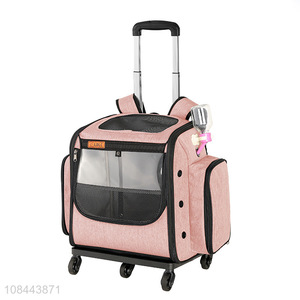 Low price foldable multi-color waterproof pet travel trolley case