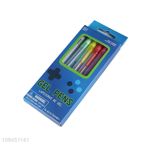 High quality 6pcs quick drying colored gel pens fine point markers set