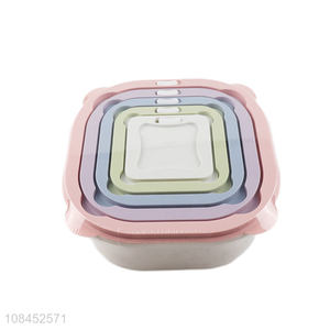High quality macaron colors plastic food crispers food storage boxes set