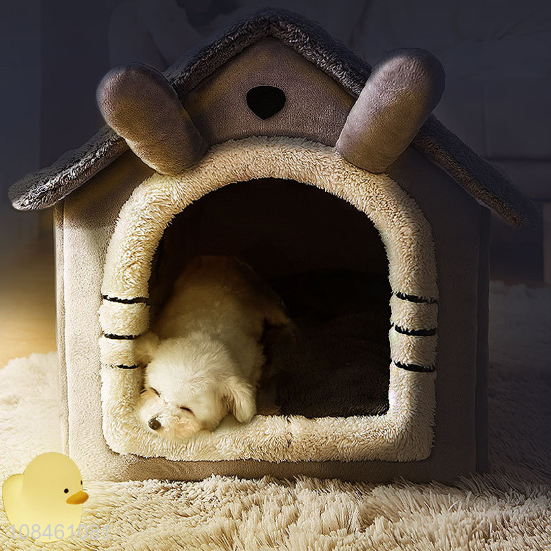 Wholesale cottage house shaped pet bed foldable comfortable dog house