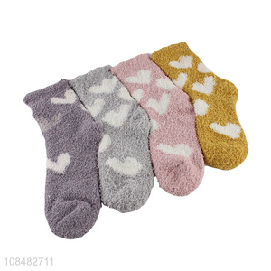 Hot selling cozy warm fleece lined sleeping socks for women