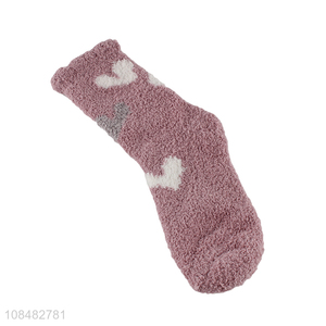 New products warm coral fleece sleeping socks for women girls