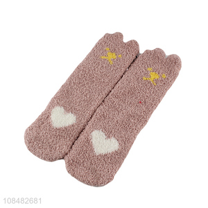 Wholesale winter women socks thick fuzzy coral fleece socks