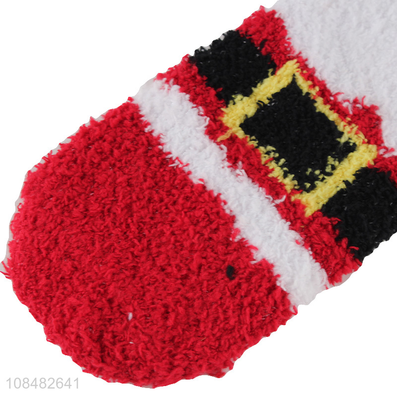Wholesale winter women socks thick fuzzy coral fleece Christmas socks