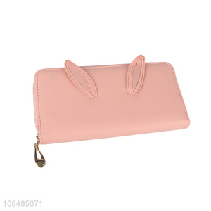 High quality cute zippered long wallets pu leather <em>purse</em> pouch