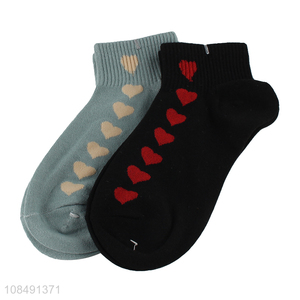 Good quality heart pattern women casual fashion short socks