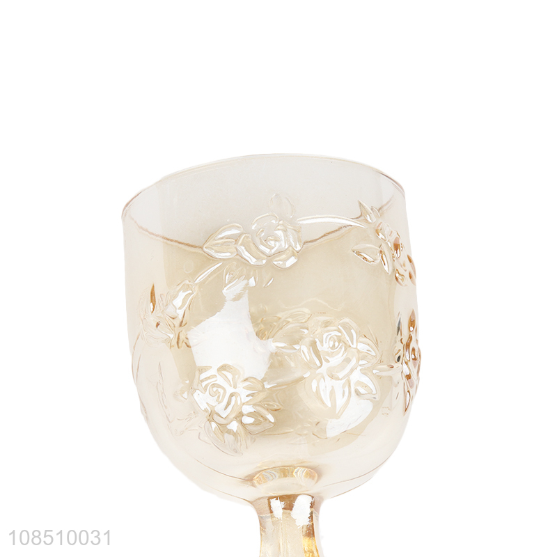 Good quality engraved colored wine glasses stemmed glass wine cup