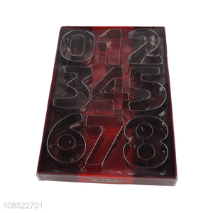 New products 9pcs/set stainless steel number shape cookies moulds