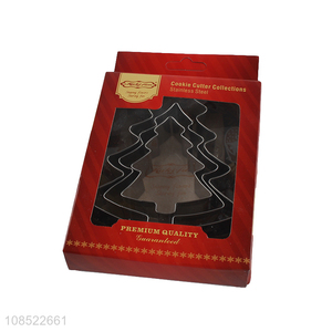 Wholesale 3pcs/set stainless steel Christmas tree shape cookies moulds