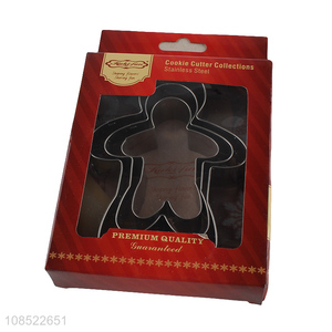 High quality 3pcs/set stainless steel gingerman shape cookies cutters