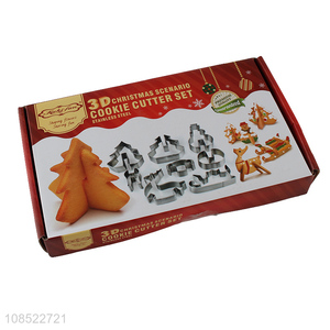 Wholesale stainless steel 3D Christmas scene cookies cutters moulds