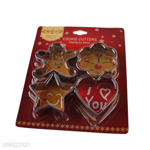 Factory direct sale 4pcs/set stainless steel cookies cutters moulds