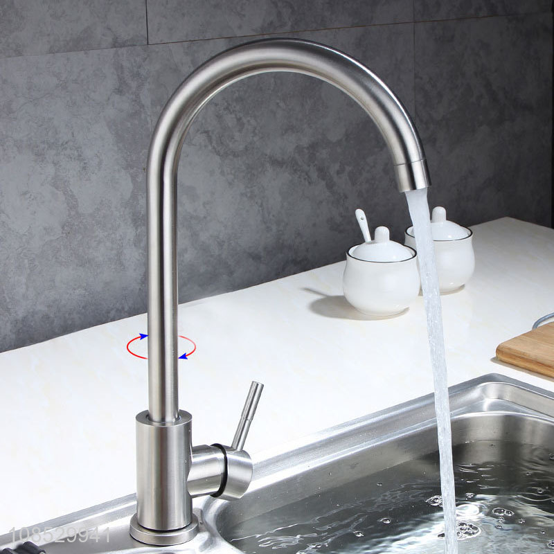 Wholesale 304 stainless steel kitchen sink mixer single handle kitchen faucet