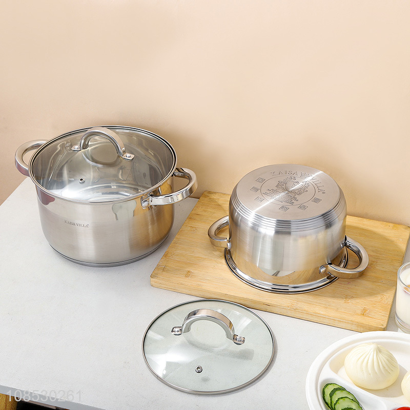 Factory price 3pcs stainless steel double ear soup pot set stewpot set