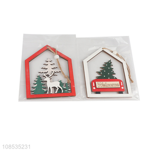 Low price Christmas hanging ornaments wooden painted ornaments