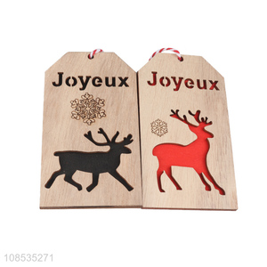 Factory supply engraved Christmas wooden carving hanging ornament