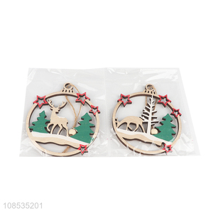 Wholesale Christmas tree ornaments hanging painted wooden crafts