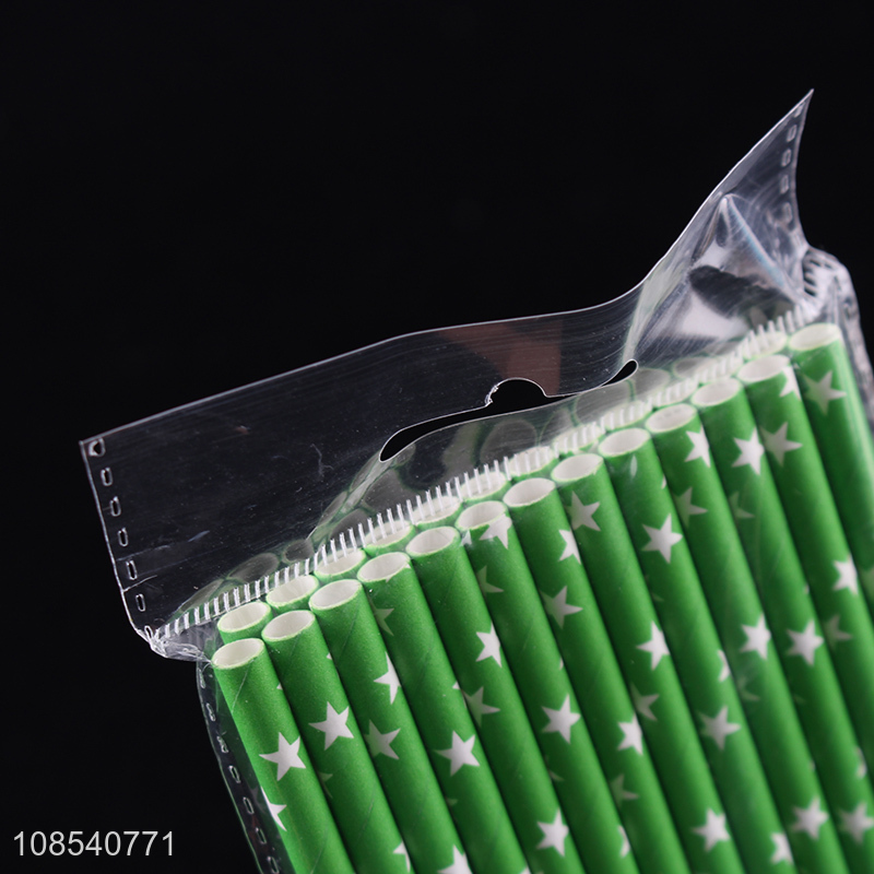 Bottom price dispopsable star printed paper straws party supplies