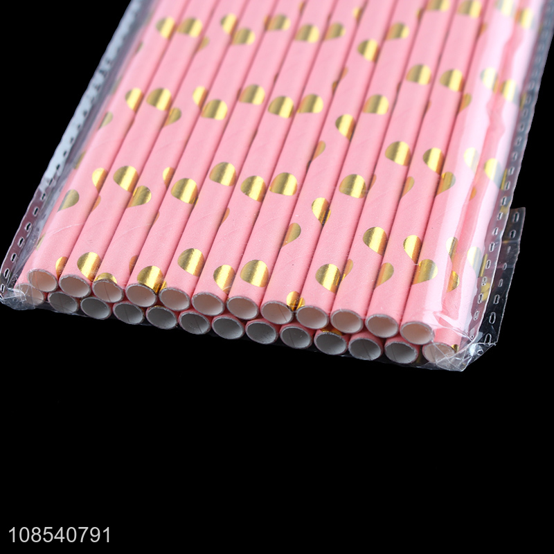 High quality hot stamping polka dot disposable straws for drinking