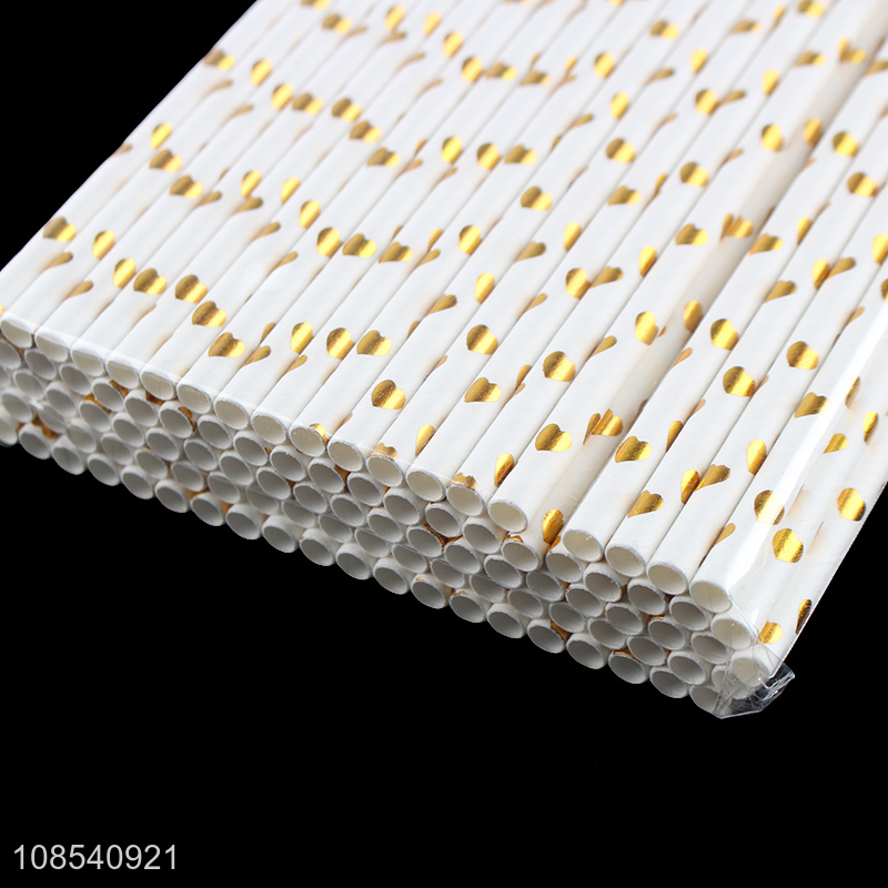 Wholesale hot stamping polka dot pattern disposable paper straws