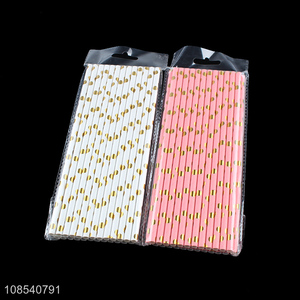High quality hot stamping polka dot disposable straws for drinking