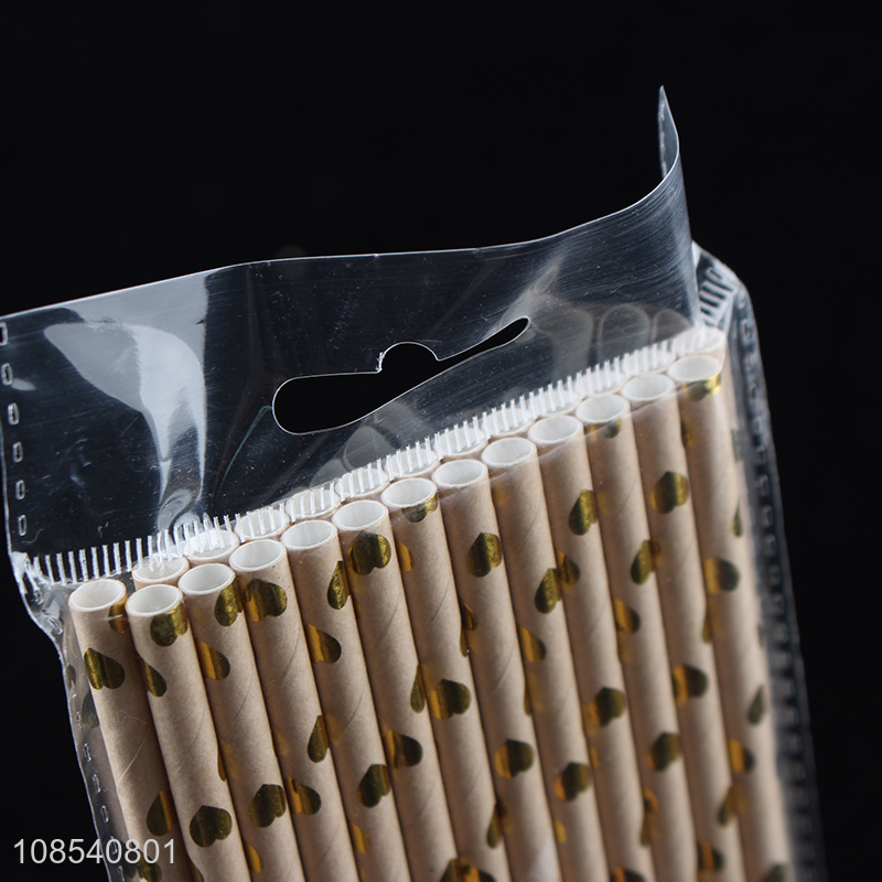 Factory price hot stamping polka dot paper straws drinking straws