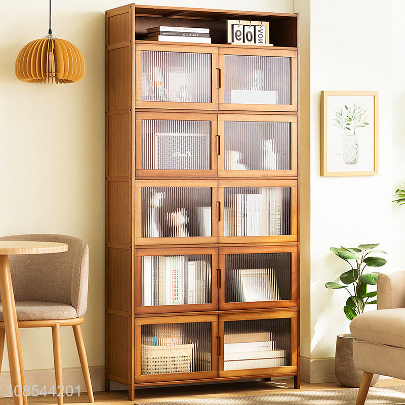 Top quality large capacity bamboo floor bookshelf bookcase