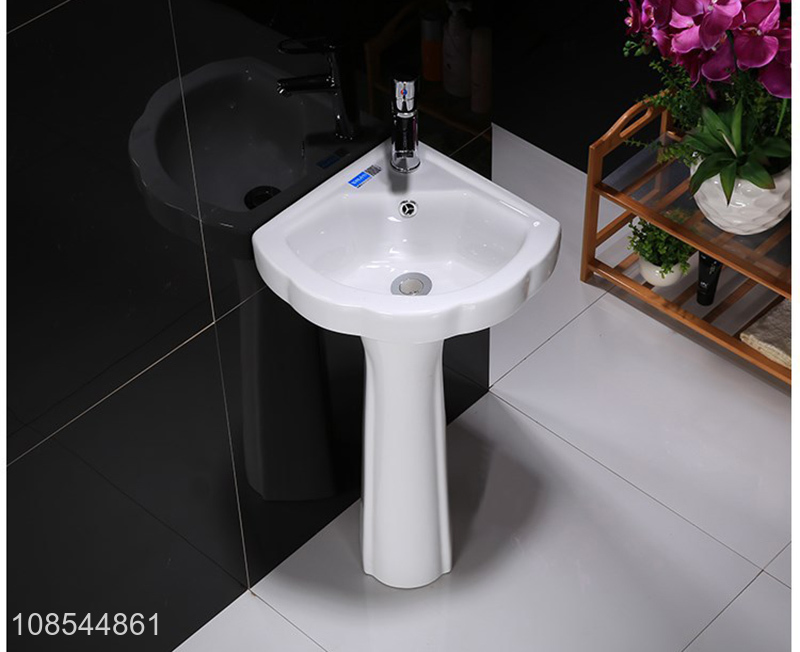 Hot selling home hotel ceramic pedestal sink ceramic bathroom washbasin