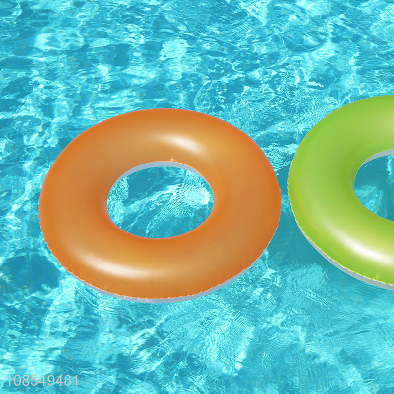 Wholesale solid color glossy inflatable pool floats swim ring