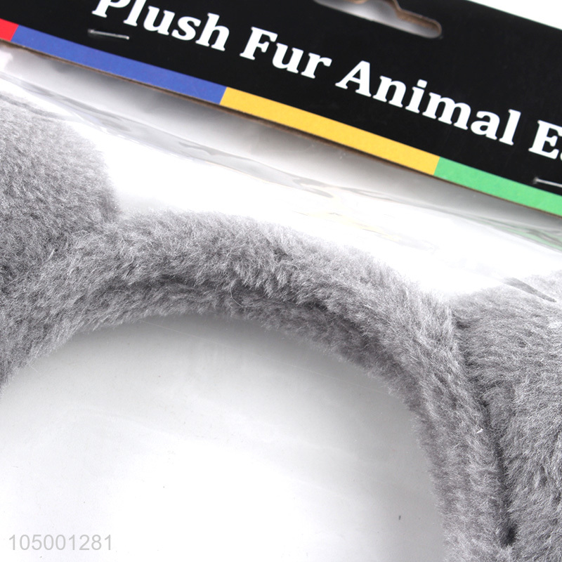 Contracted Design Grey Plush Fur Animal Ears Headbands
