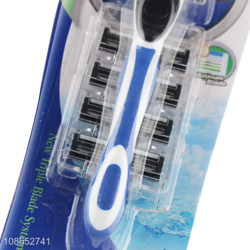 Wholesale 3 blades disposable razors with lubricating strip for smooth shave