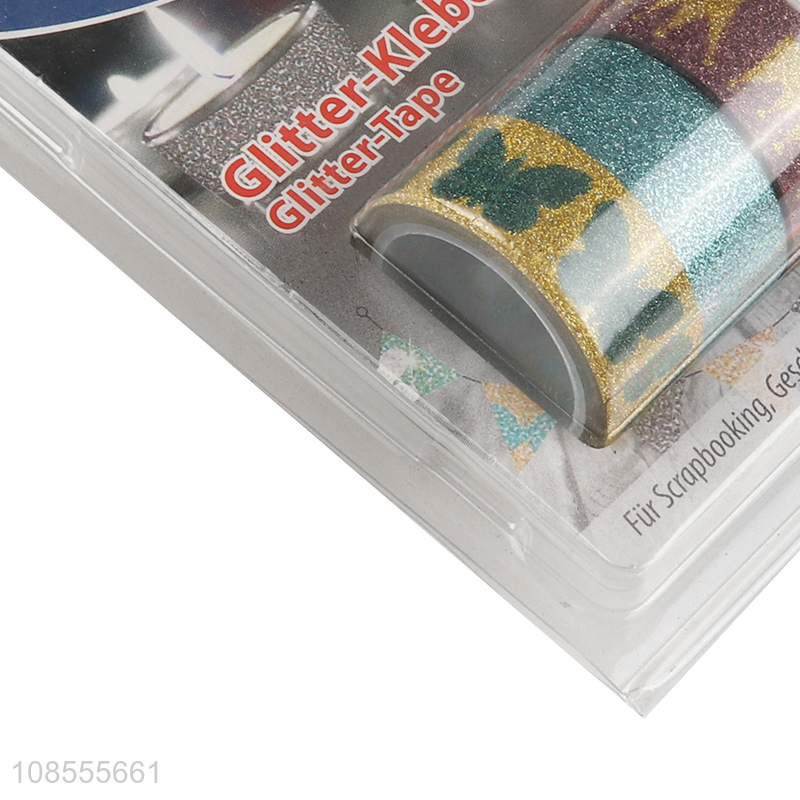 New product 3pcs glitter washi tape for DIY craft gift wrapping