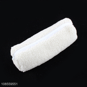 Factory direct sale faux lamb wool pencil bag cosmetic bag