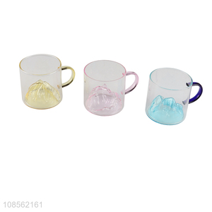 Wholesale creative mountain cup glass water cup with handle