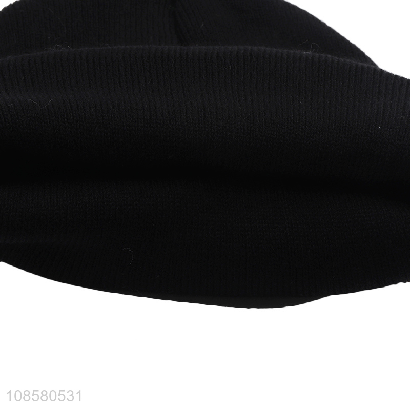 Hot sale trendy winter knitted beanie hat for men women