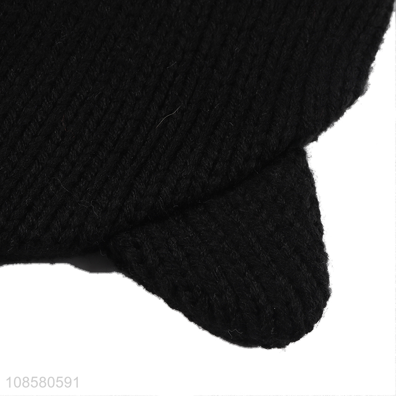 Wholesale cute cat design acrylic knitted beanie hat