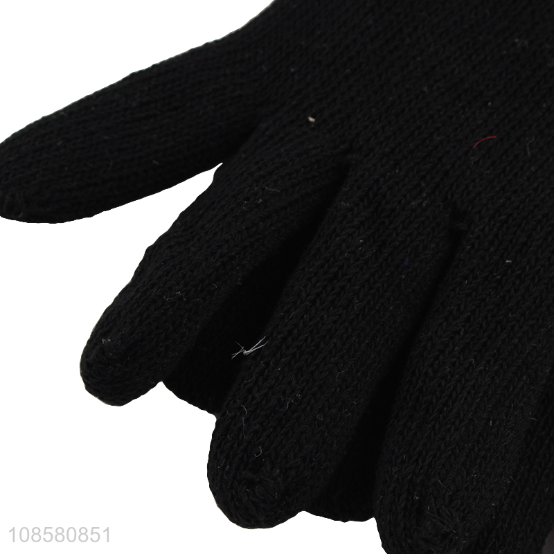 Wholesale winter microfiber double layer knitted gloves for men