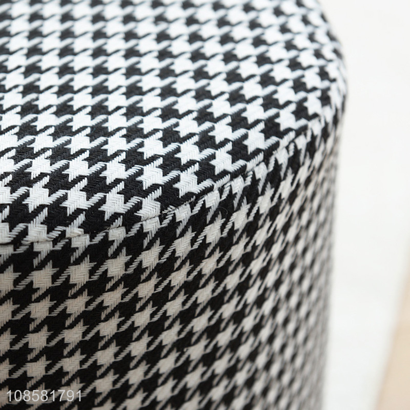 Wholesale houndstooth solid wood ottoman stool shoe changing stool