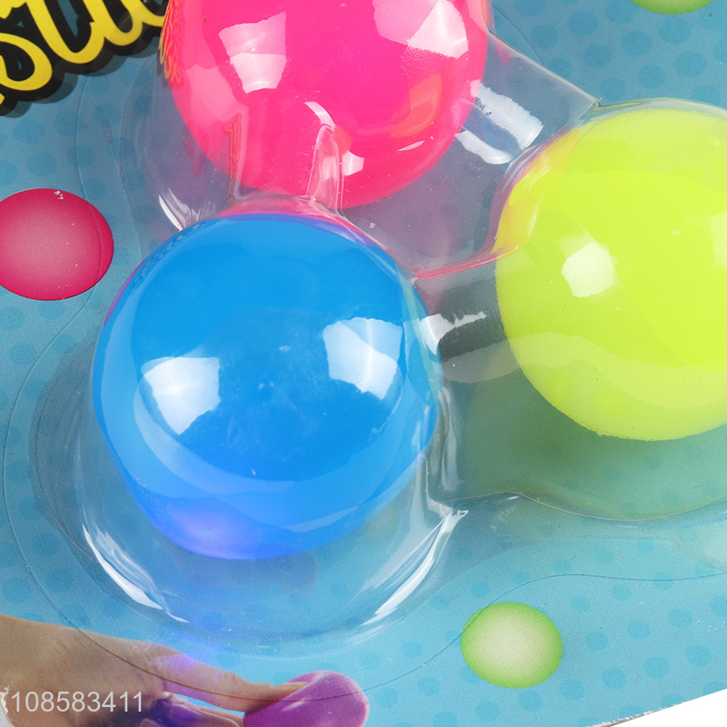 Wholesale 3pcs squeezy sticky flashing ball stress relief toys