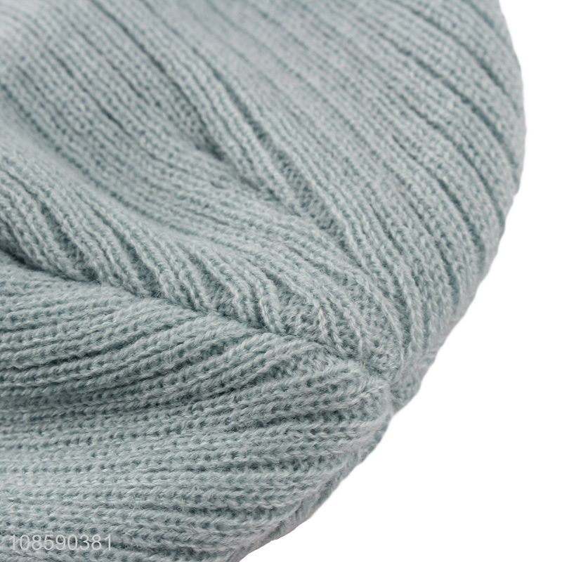 Good quality solid color knitted beanie hat for women girls