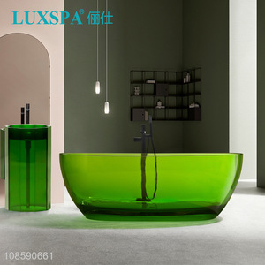 Good quality multicolor transparent freestanding resin bathtub for adult