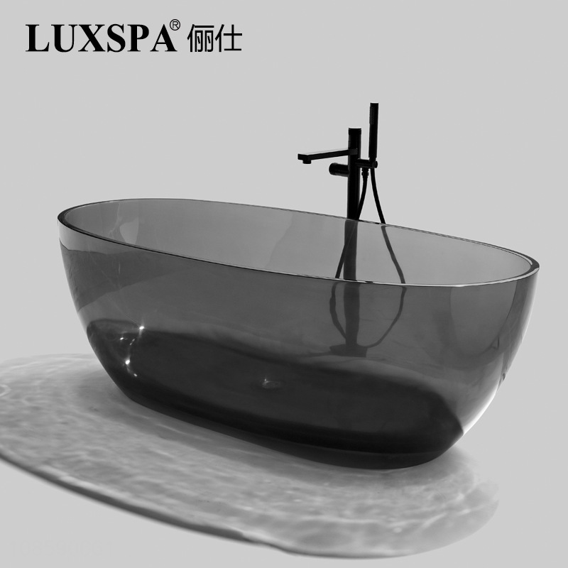 Good quality multicolor transparent freestanding resin bathtub for adult
