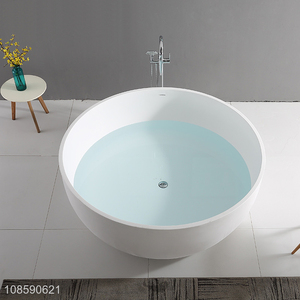 Wholesale matte white freestanding artificial stone solid surface bathtub